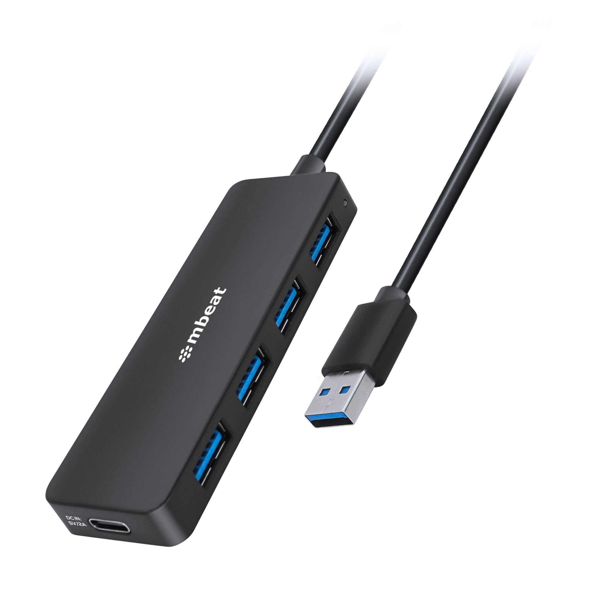 mbeat 4-Port USB 3.0 Hub with USB-C DC Port  Compact and Portable Design  Expandable Connectivity Data Transfer Speed: 5Gbps Weight: 32g mbeat 4-Port USB 3.0 Hub with USB-C DC Port  Compact and Portable Design  Expandable Connectivity Data Transfer Speed: 5Gbps Weight: 32g